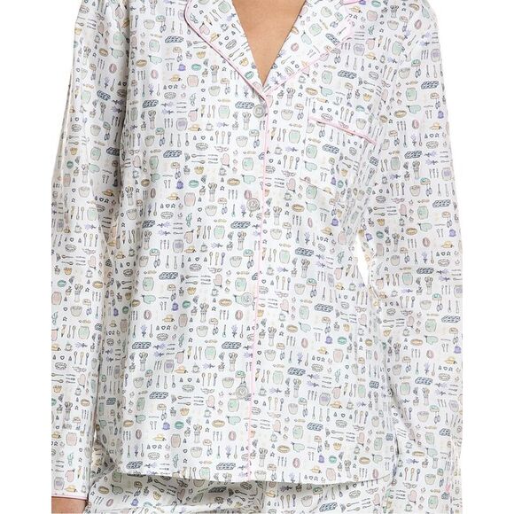 Petite Plume Womens  2Pc Pajama Pant Set, White - Picture 3 of 4